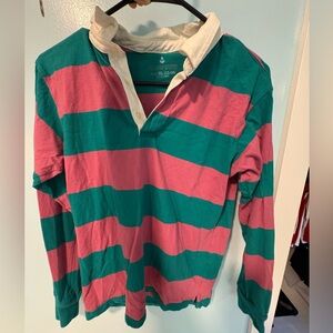 Crewcuts Pink and Teal Striped Rugby Shirt